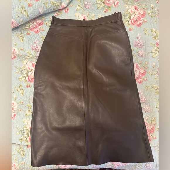 SANDRO LEATHER SKIRT CHOCOLATE - Picture 4 of 5
